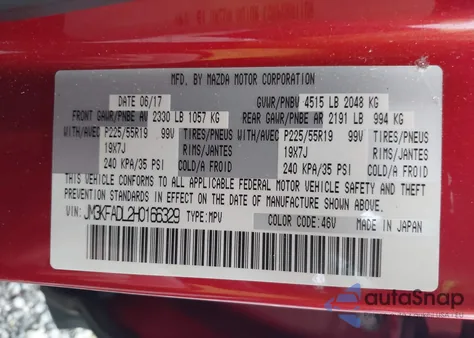 2017 Mazda Cx-5 Grand Touring z USA, uszkodzony, nr VIN JM3KFADL2H0166329